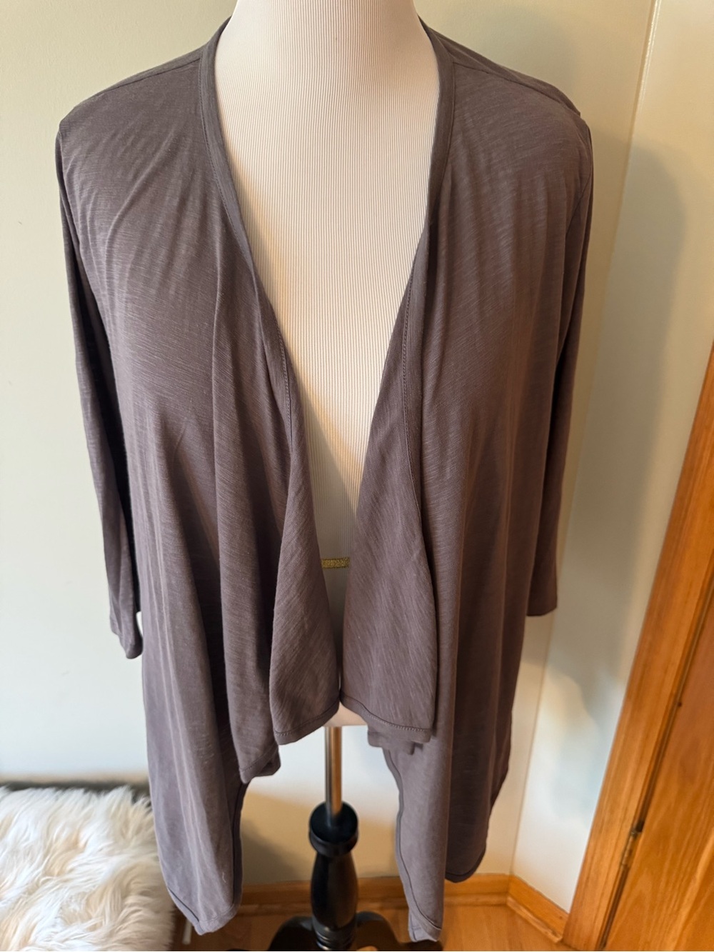 The Limited Open-Front Drapey Cardigan in Taupe Gray